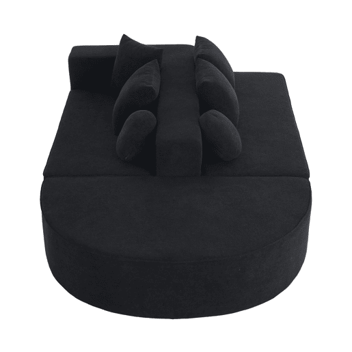 Sofá modular de 5 lugares - moderno, chenille confortável, sem montagem - preto