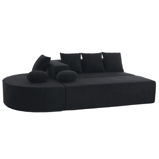 Sofá modular de 5 lugares - moderno, chenille confortável, sem montagem - preto