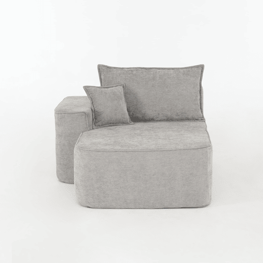 Chaise longue de 2 lugares - sofá sem montagem com almofadas e bolsos laterais - cinzento