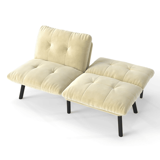 Sofá de 2 lugares - moderno, dobrável, com função de cama - creme