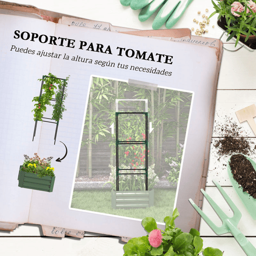 OutsunnyFloreira Grande para Exterior em Aço Galvanizado com Treliça para Plantas Trepadoras e Base Aberta para Pátio Terraço ou Varanda 61x61x140 cm Verde