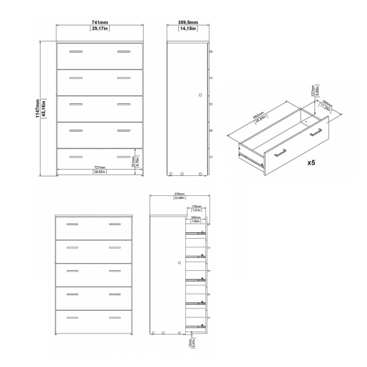 Cômoda Duero WellHome com 5 gavetas Cômoda Duero WellHome com 5 gavetas