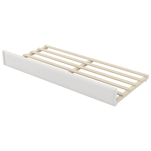 Cama de dia 90x200 - Estofada com LED e USB, com cama extra e secretária - Branca Cama de dia 90x200 - Estofada com LED e USB, com cama extra e secretária - Branca