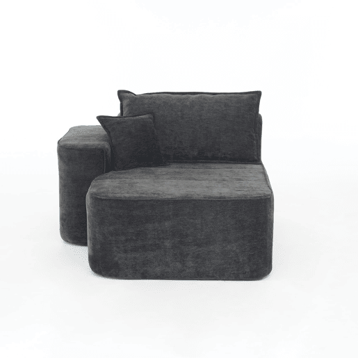 Chaise longue de 2 lugares - Sofá confortável e macio com almofadas e bolsos laterais - Preto