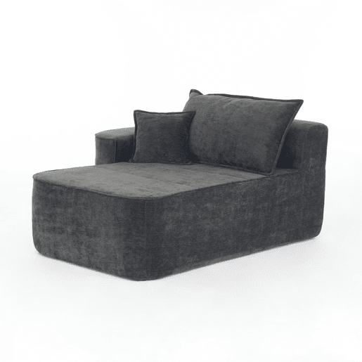 Chaise longue de 2 lugares - Sofá confortável e macio com almofadas e bolsos laterais - Preto
