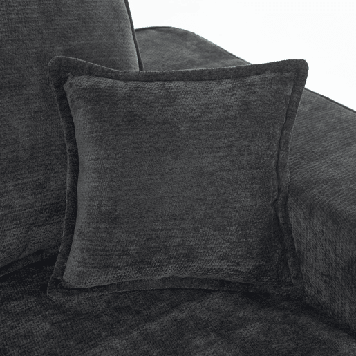 Chaise longue de 2 lugares - Sofá confortável e macio com almofadas e bolsos laterais - Preto