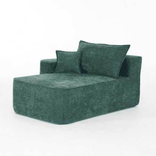 Chaise longue 2 lugares - sofá confortável e macio com almofada e bolsos laterais - verde