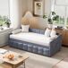 Sofá cama terciopelo: extensible, mecanismo hidráulico Sofá cama terciopelo: extensible, mecanismo hidráulico Gris