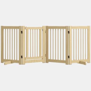PawHut Barreira de Segurança para Cães em Madeira Dobrável para Escadas e Portas Veda para Cães Pequenos e Médios de 4 Painéis com Suporte de Pé para Interiores 204x36x75 cm Madeira