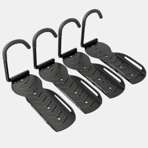 SPORTNOW Conjunto de Suportes de Parede para Bicicletas com 4 Peças Gancho Dobrável para Bicicleta até 30 kg Suporte de Armazenamento Vertical com Parafusos para Casa Garagem e Cave Preto