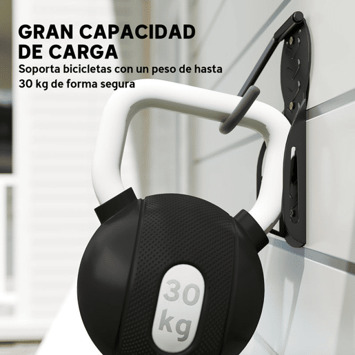 SPORTNOW Conjunto de Suportes de Parede para Bicicletas com 4 Peças Gancho Dobrável para Bicicleta até 30 kg Suporte de Armazenamento Vertical com Parafusos para Casa Garagem e Cave Preto