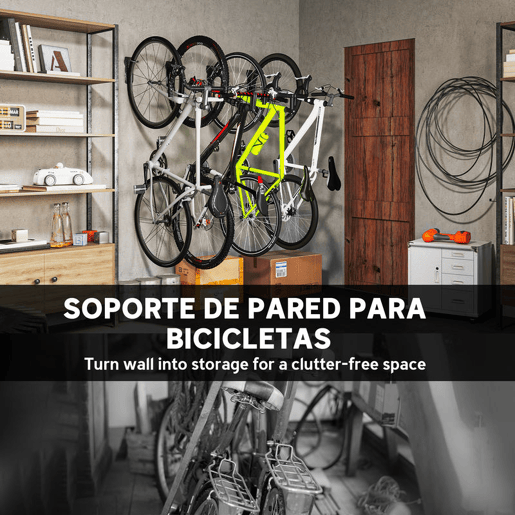 SPORTNOW Conjunto de Suportes de Parede para Bicicletas com 4 Peças Gancho Dobrável para Bicicleta até 30 kg Suporte de Armazenamento Vertical com Parafusos para Casa Garagem e Cave Preto
