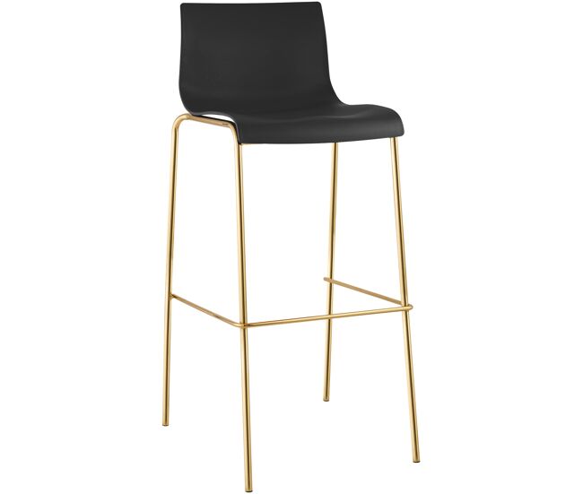 Taburete de bar hover base cuatro patas plástico dorado negro 48x43x100 cm