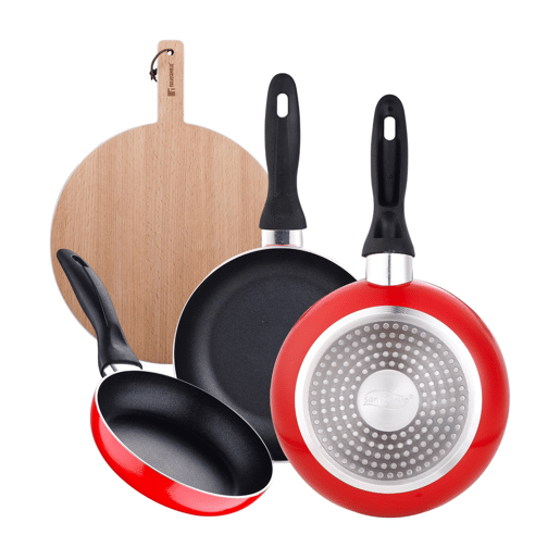 Set de frigideiras San Ignacio de 3 peças + tábua de corte