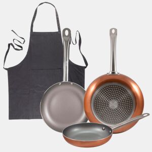 Set de frigideiras San Ignacio de 3 peças + avental