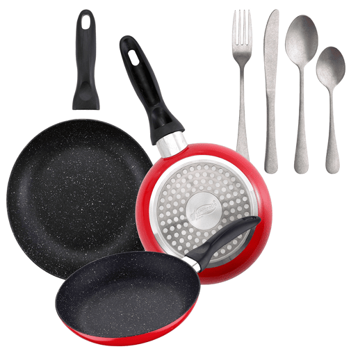 Set de frigideiras San Ignacio com 3 peças + 16 talheres Set de frigideiras San Ignacio com 3 peças + 16 talheres
