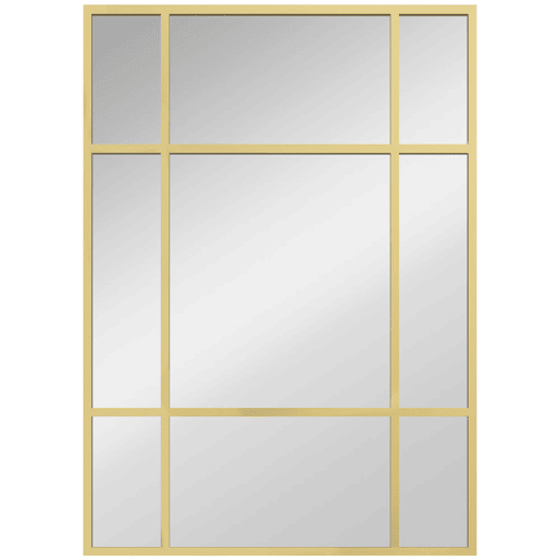 HOMCOM Espelho Retangular de Parede 70x50 cm Espelho com Moldura Metálica Decorativo para Sala Quarto Entrada Dourado
