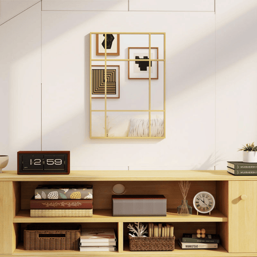 HOMCOM Espelho Retangular de Parede 70x50 cm Espelho com Moldura Metálica Decorativo para Sala Quarto Entrada Dourado