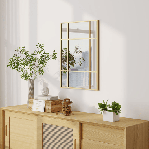 HOMCOM Espelho Retangular de Parede 70x50 cm Espelho com Moldura Metálica Decorativo para Sala Quarto Entrada Dourado