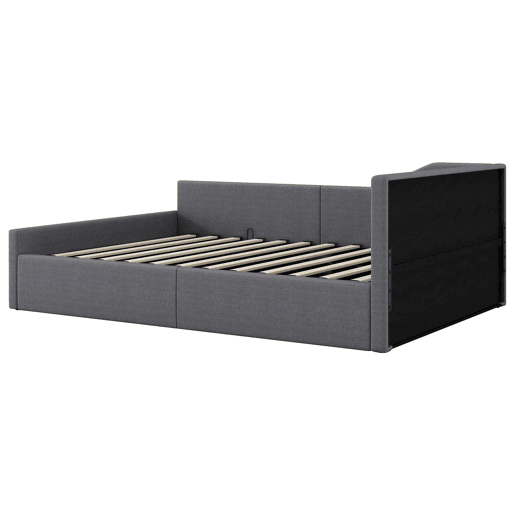 Cama nido 140x200 - Estofada com arrumação - Cinza