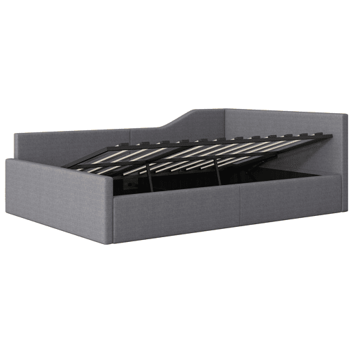 Cama nido 140x200 - Estofada com arrumação - Cinza