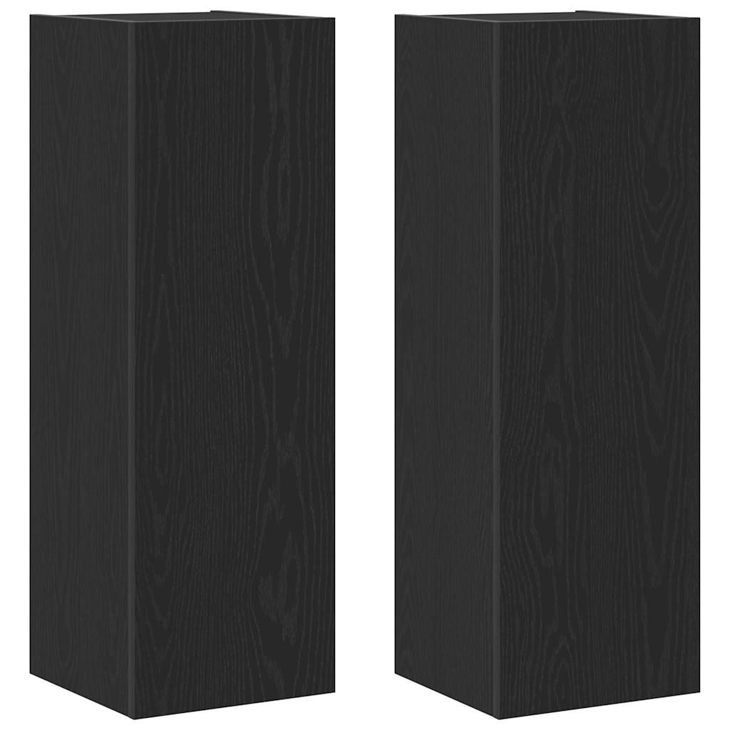 mueble para tv de pared 2 pcs roble negro 305 x 30 x 90 cm