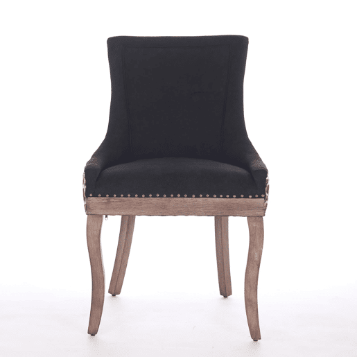 Cadeira de sala de jantar 2 unidades - Estofada em tecido grosso, pernas em madeira maciça, tachas em bronze - Leopardo