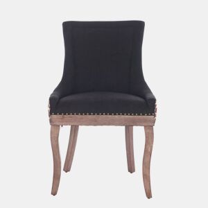 Cadeira de sala de jantar 2 unidades - Estofada em tecido grosso, pernas em madeira maciça, tachas em bronze - Leopardo