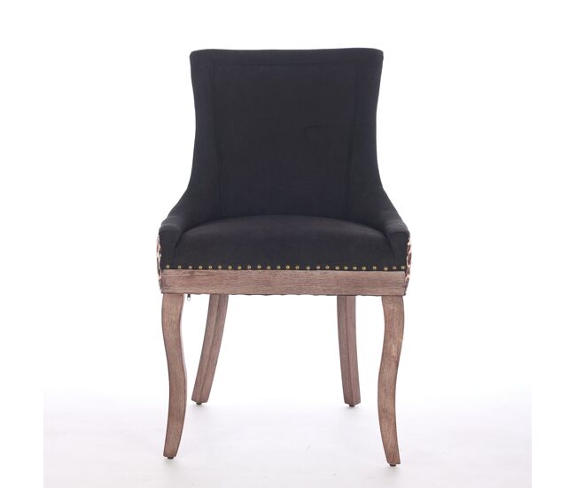 Silla comedor 2 uds - tapizada tela gruesa, patas madera maciza, tachuelas bronce - leopardo