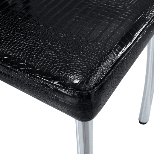 Cadeiras de sala de jantar 2 unidades - Estofadas em pele crocodilo retro, fivela em cristal, pernas em metal - Preto