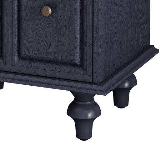 Mesa de cabeceira 52 cm - 2 gavetas, pés estilo coluna romana, madeira maciça - Azul escuro