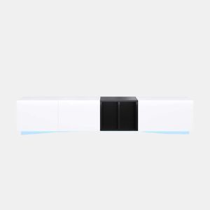 Móvel de TV moderno - Design simples com gavetas e compartimentos abertos - Branco