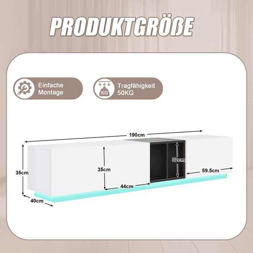 Móvel de TV moderno - Design simples com gavetas e compartimentos abertos - Branco Móvel de TV moderno - Design simples com gavetas e compartimentos abertos - Branco