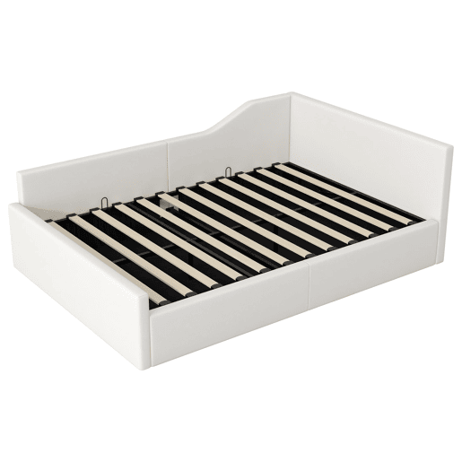 Cama de dia 140x200 - Estofada com arrumação inferior - Bege