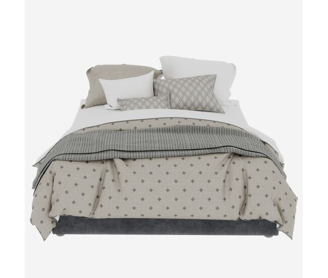 Cama moderna minimalista 140x200 - con pistones elevables - gris