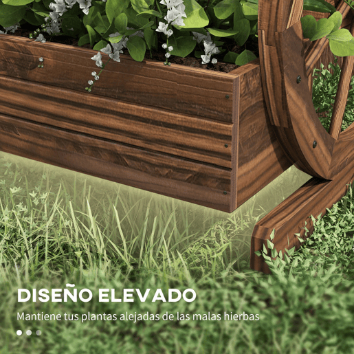 Outsunny Floreira de Madeira para Exterior 3 Níveis com Design em Escada e Rodas Orifícios de Drenagem Horta Urbana para Plantas e Flores Terraço e Jardim 61x62x57 cm Carbonizado