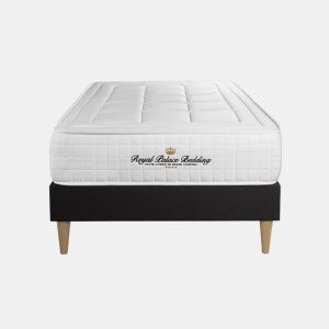 Conjunto de Estrado Preto + Colchão ROYAL PALACE BEDDING Balmoral (90x190 cm - Espuma Viscoelástica- Altura: 24 cm)