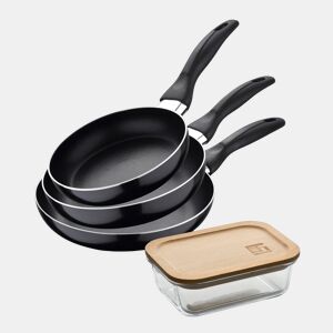 Set de frigideiras San Ignacio de 3 peças + recipiente hermético