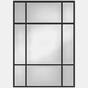 HOMCOM Espelho Retangular de Parede 70x50 cm Espelho de Janela com Moldura Metálica Decorativo para Sala Quarto Entrada Preto