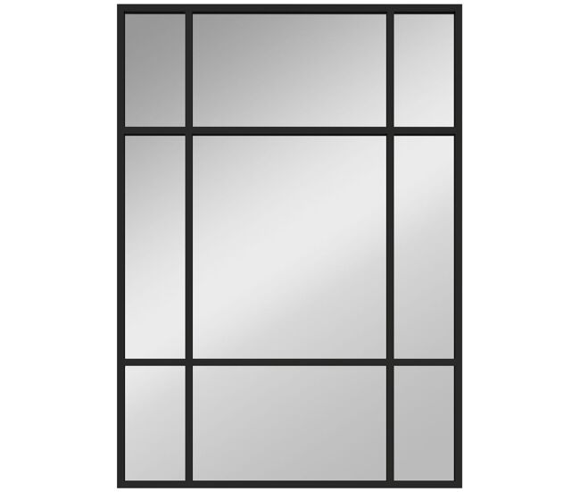 Homcom espejo rectangular de pared, 70x50 cm, espejo de ventana con marco de metal, decorativo para salón, dormitorio, entrada, negro