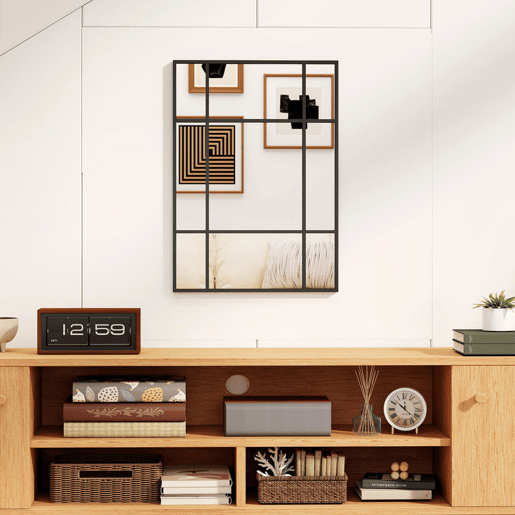 HOMCOM Espelho Retangular de Parede 70x50 cm Espelho de Janela com Moldura Metálica Decorativo para Sala Quarto Entrada Preto HOMCOM Espelho Retangular de Parede 70x50 cm Espelho de Janela com Moldura Metálica Decorativo para Sala Quarto Entrada Preto