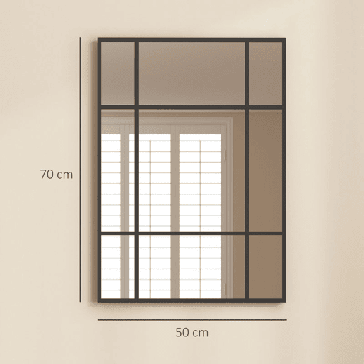 HOMCOM Espelho Retangular de Parede 70x50 cm Espelho de Janela com Moldura Metálica Decorativo para Sala Quarto Entrada Preto HOMCOM Espelho Retangular de Parede 70x50 cm Espelho de Janela com Moldura Metálica Decorativo para Sala Quarto Entrada Preto