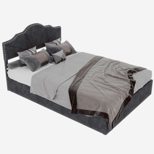 Cama moderna 140x200 cm - Cabeceira acolchoada macia, canapé alto com pistão - Cinza