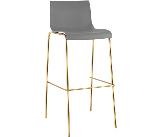 Taburete de bar hover base cuatro patas plástico dorado gris 48x43x100 cm