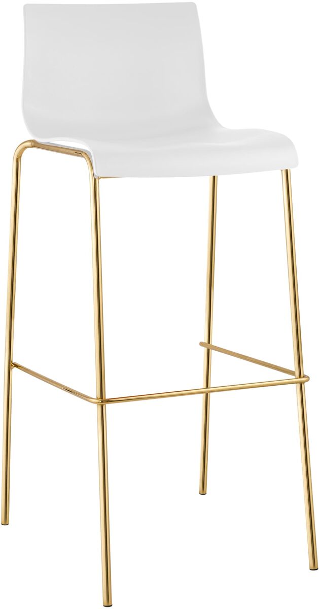 Taburete de bar hover base cuatro patas plástico dorado blanco 48x43x100 cm