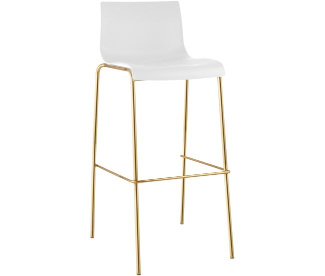 Taburete de bar hover base cuatro patas plástico dorado blanco 48x43x100 cm