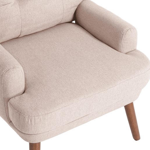 Poltrona lounge com apoio para os pés - encosto com 5 posições, reclinável, com bandeja lateral - Bege