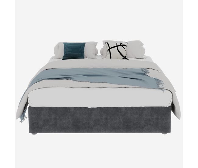 Cama minimalista moderna 160x200 - elevador, terciopelo holandés - gris