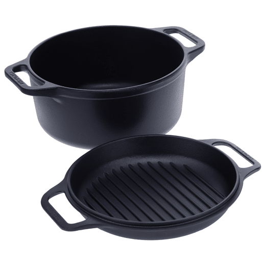 Forno Holandês Combo Indução Ferro Fundido Curado 27cm, Panela 5,7L e Frigideira sem PTFE e PFOA Victoria 30940