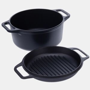 Forno Holandês Combo Indução Ferro Fundido Curado 27cm, Panela 5,7L e Frigideira sem PTFE e PFOA Victoria 30940